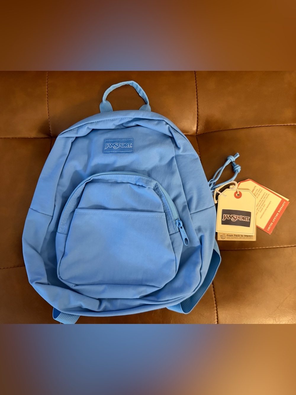 NWT JanSport Half Pint FX Mini Backpack Azul Blue Soft Nylon Adjustable